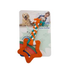 Euro Dog Plus Yıldız Şekilli Köpek Diş Kaşıma İpi Beyaz/Turuncu/Yeşil 14.5 Cm