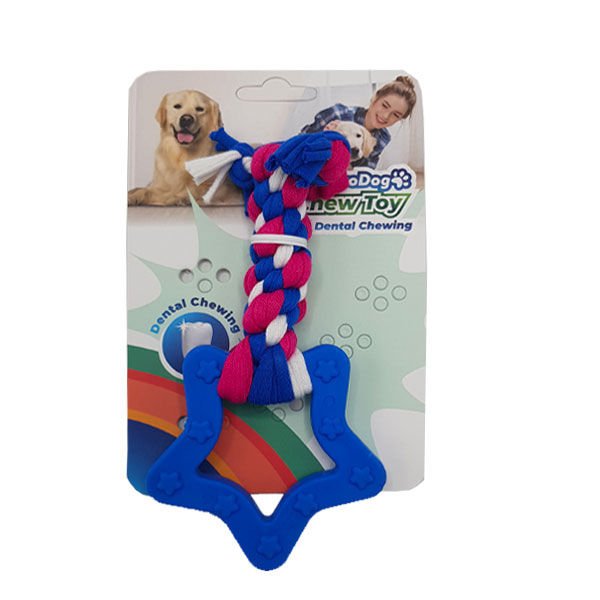Euro Dog Plus Yıldız Şekilli Köpek Diş Kaşıma İpi Beyaz/Kırmızı/Mavi 14.5 Cm