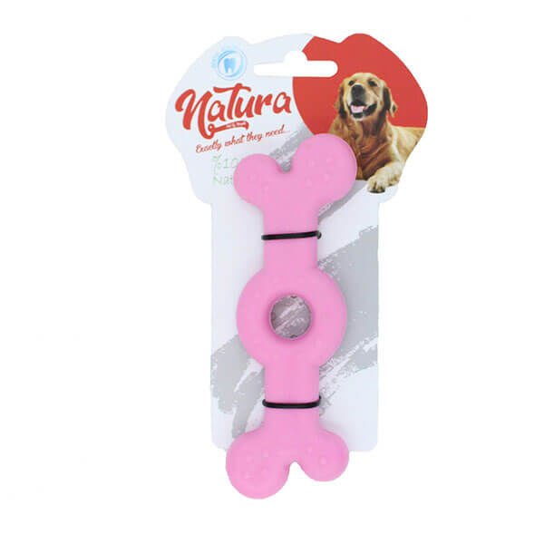 Natura Plastik Delikli Kemik Köpek Çiğneme Oyuncağı 14 cm