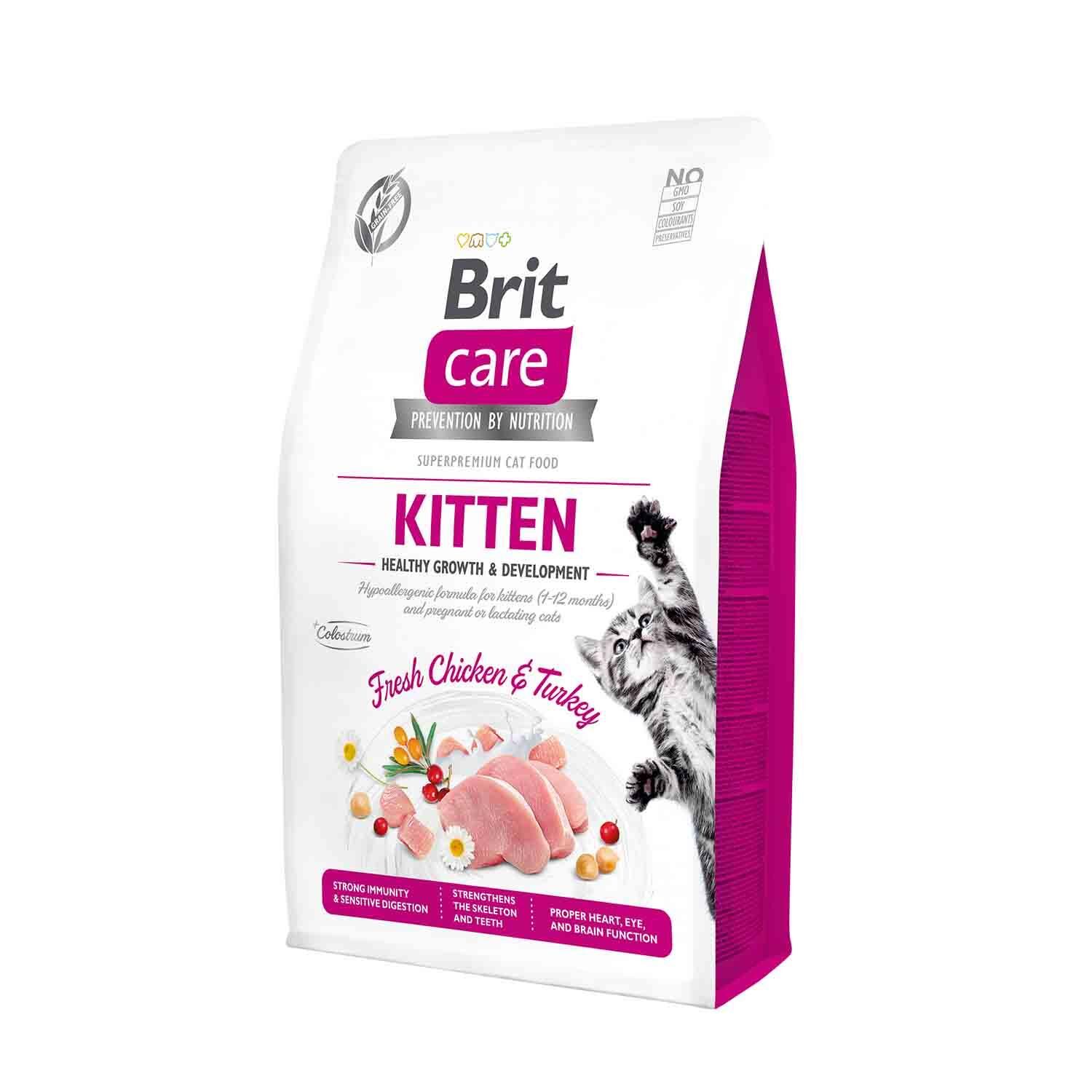 Brit Care Hipoallerjenik Sağlıklı Büyüme İçin Tavuklu ve Hindili Tahılsız Yavru Kedi Maması 7 kg