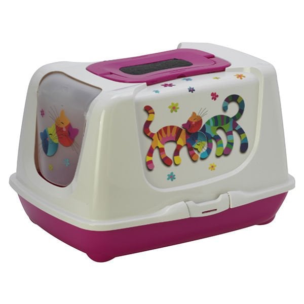 Moderna Trendy Friends Jumbo Kapalı Kedi Tuvaleti Fuşya 45x57.5x43h cm