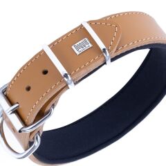 Doggie Güçlü Deri Çivili Köpek Boyun Tasması Large Camel 4x57-65 Cm