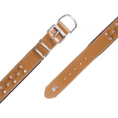 Doggie Güçlü Deri Çivili Köpek Boyun Tasması Large Camel 4x57-65 Cm