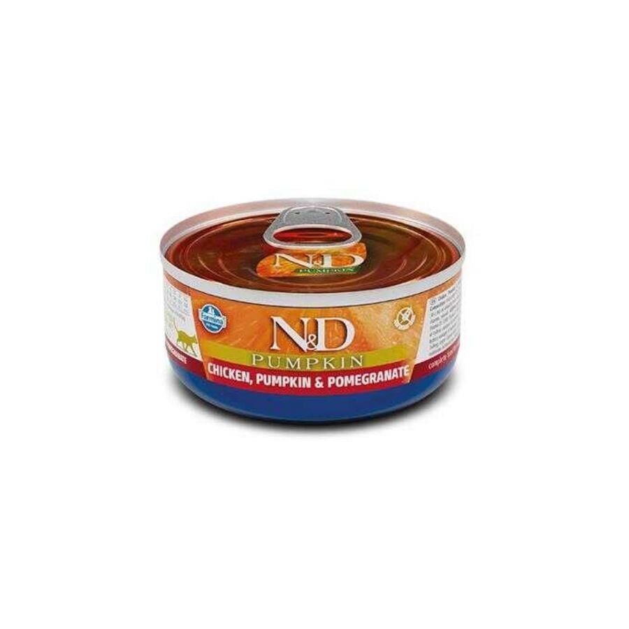N&D Balkabaklı Tahılsız Tavuklu ve Narlı Yetişkin Kedi Konservesi 70 gr