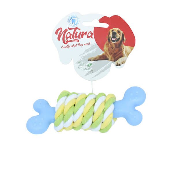 Natura Plastik Kemik Halatlı Köpek Çiğneme Oyuncağı 14 cm