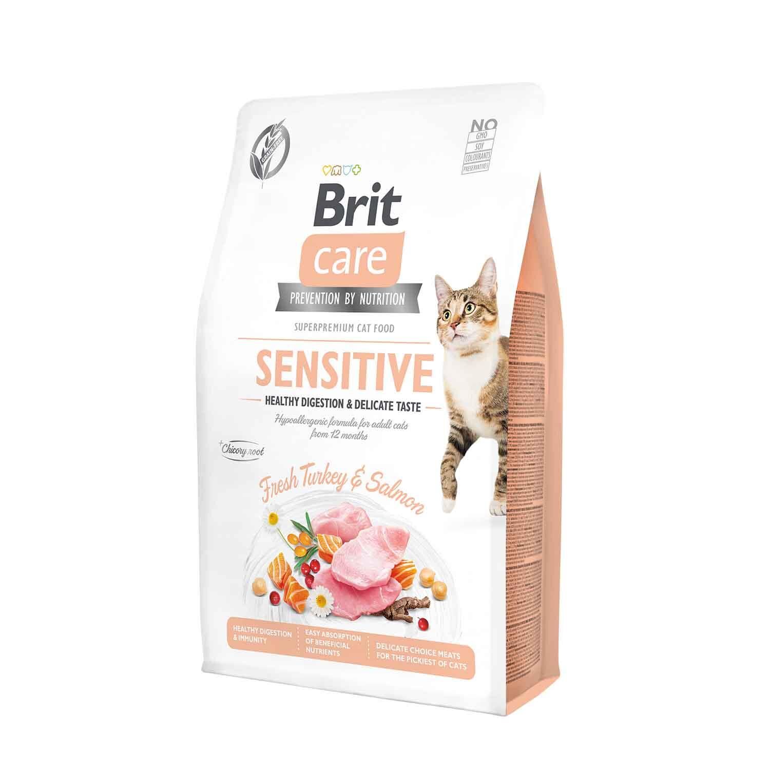 Brit Care Sensitive Hipoalerjenik Hindili ve Somonlu Tahılsız Yetişkin Kedi Maması 2 kg