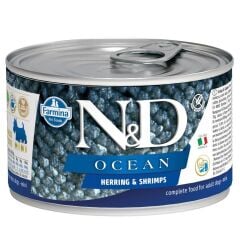 N&D Ocean Mini Ringa Balıklı ve Karidesli Yetişkin Köpek Konservesi 140 gr