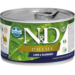N&D Prime Mini Kuzu Etli ve Yaban Mersinli Yetişkin Köpek Konservesi 140 gr