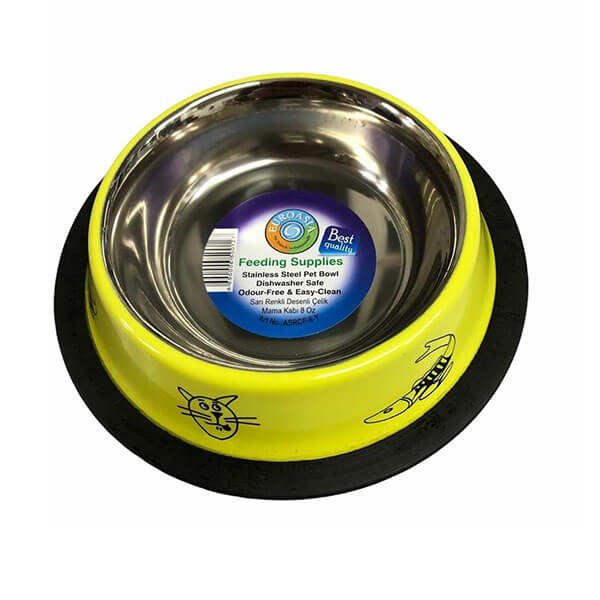 Joypet Çelik Mama ve Su Kabı Sarı 240 ml