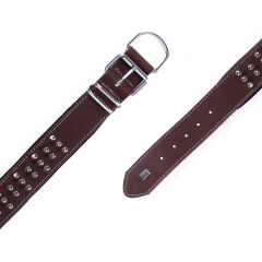 Doggie Güçlü Deri Çivili Köpek Boyun Tasması Medium Kahverengi 5x55-65 Cm