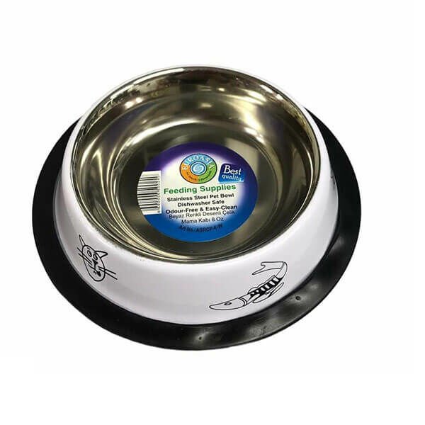 Joypet Çelik Mama ve Su Kabı Beyaz 240 ml