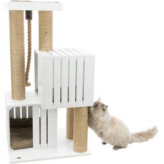 Trixie Nordic Kedi Tırmalama ve Oyun Evi Beyaz/Kum Beji 114 Cm