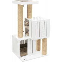Trixie Nordic Kedi Tırmalama ve Oyun Evi Beyaz/Kum Beji 114 Cm