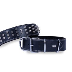 Doggie Güçlü Deri Çivili Köpek Boyun Tasması Large Siyah 5x60-70 Cm