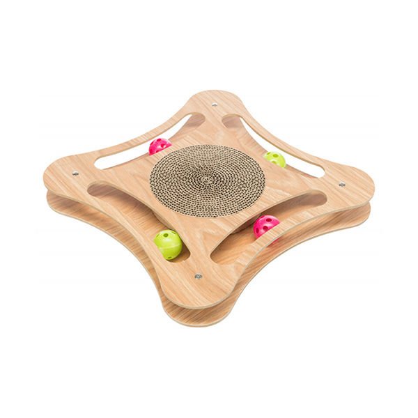 Trixie Wooden Catnipli ve Oyun Toplu Kedi Karton ve Ahşap Tırmalama 35x4x35 Cm