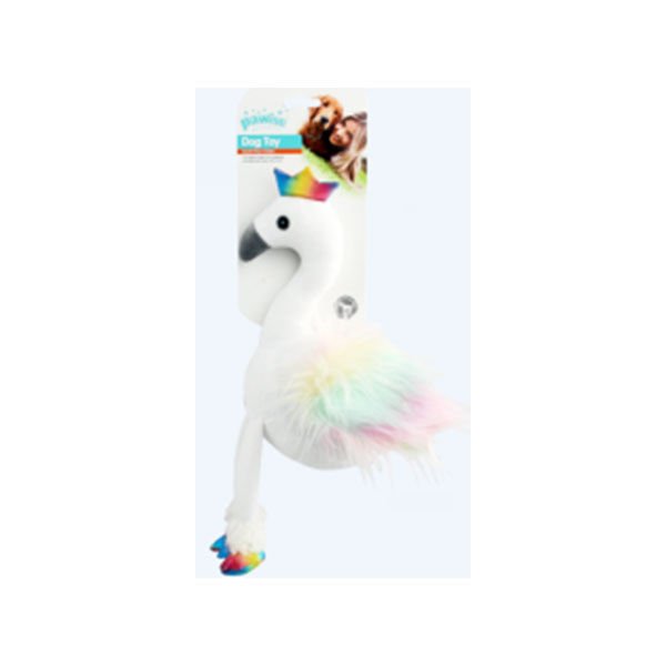 Pawise Rainbow World Flamingo Köpek Oyuncağı Beyaz