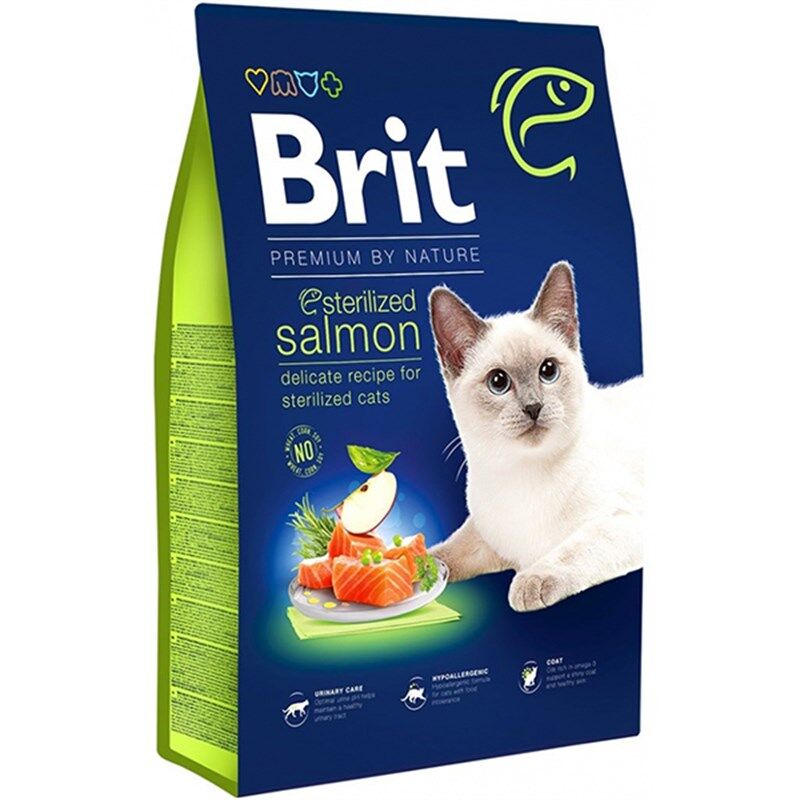 Brit Premium Somonlu Kısırlaştırılmış Yetişkin Kedi Maması 8 kg