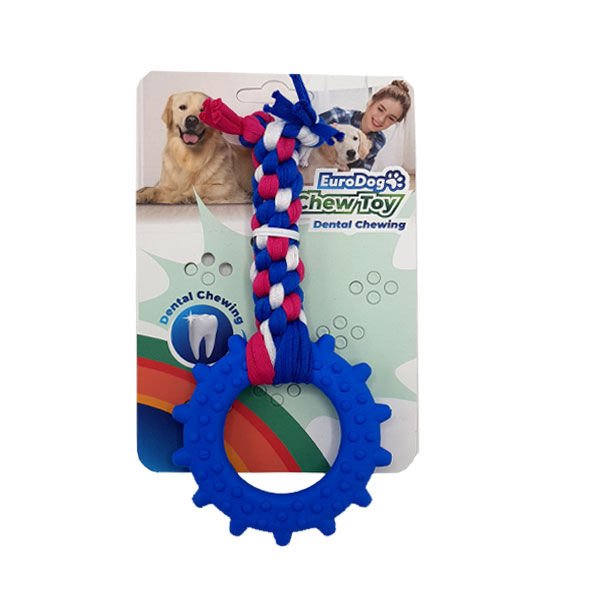 Euro Dog Plus Halka Şekilli Köpek Diş Kaşıma İpi Beyaz/Kırmızı/Mavi 14.5 Cm