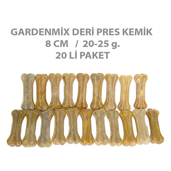 Garden Mix Deri Pres Kemik Köpek Ödülü 8 Cm 20-25 Gr 20 Adet