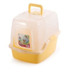 Qh Pet Cage Pet Zone Filtreli Kapalı Kedi Tuvalet Kabı Sarı Medium