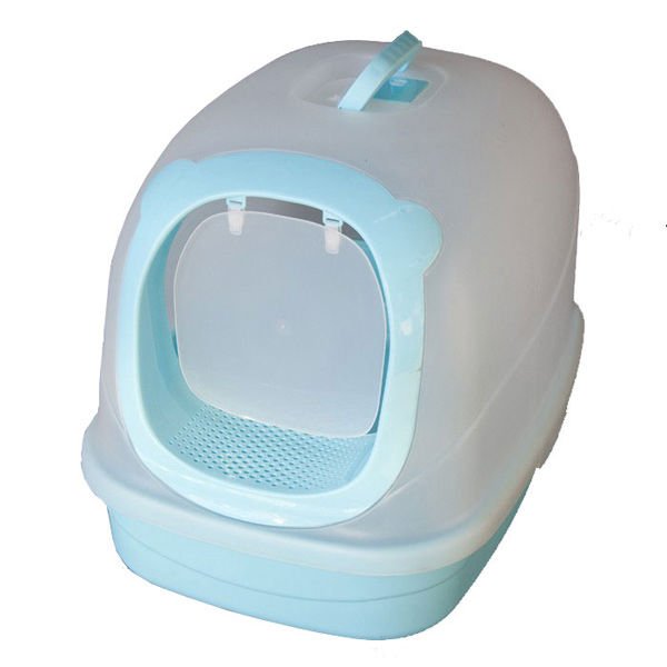 Qh Pet Cage Pet Zone Filtreli Kapalı Kedi Tuvalet Kabı Mavi Large