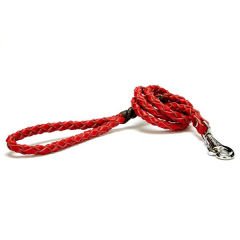 Doggie Örgülü Deri Köpek Gezdirme Tasması Medium Kırmızı 2x140 Cm