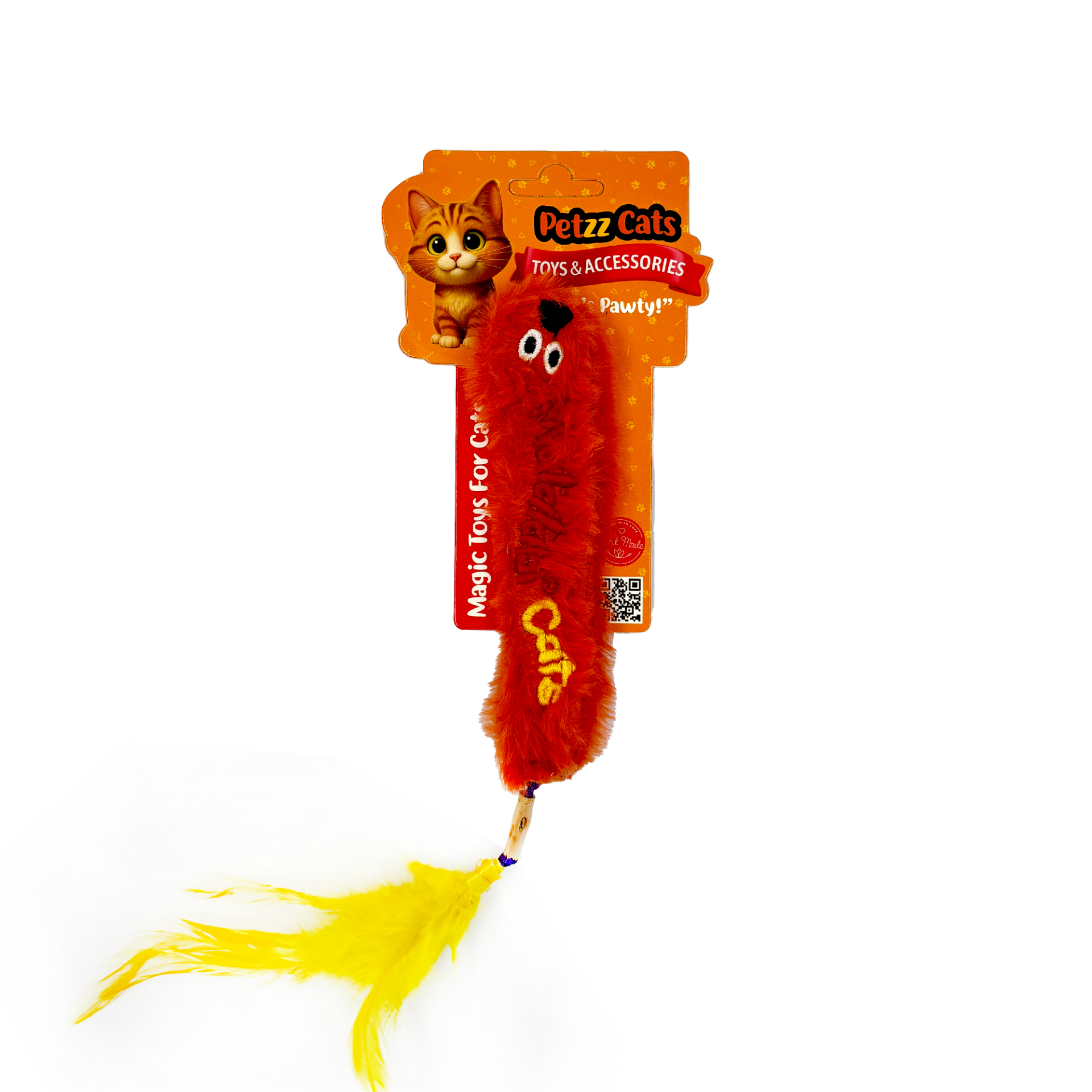 PetzzCats Worm Matatabi ve Çıngırak Sesli Peluş Kedi Oyuncağı Turuncu 28x4 Cm