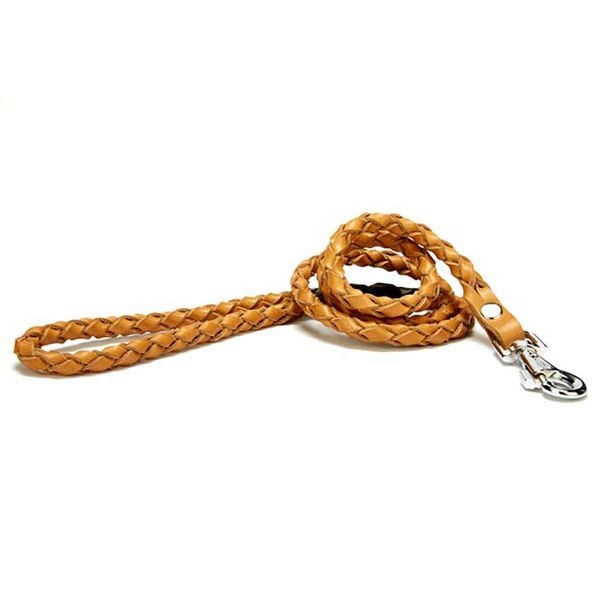 Doggie Örgülü Deri Köpek Gezdirme Tasması Medium Camel 2x140 Cm