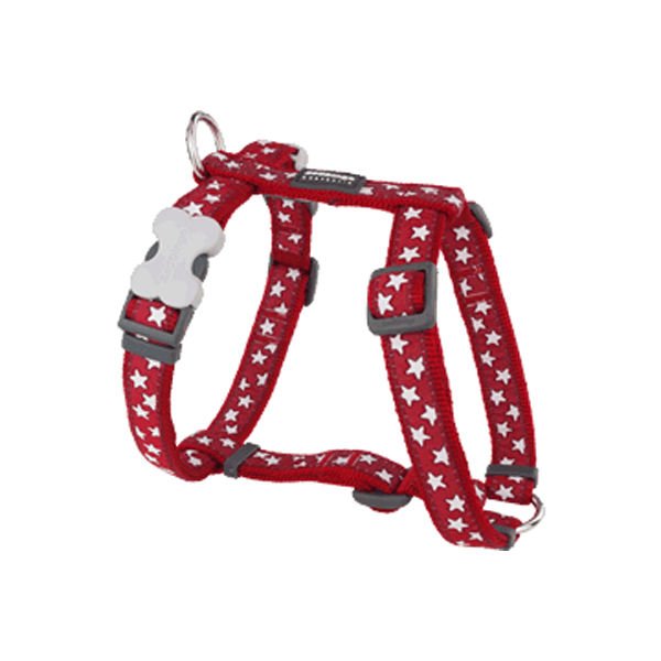 Red Dingo Stars Hot Kırmızı Beyaz Yıldızlı Köpek Göğüs Tasması 15 Mm