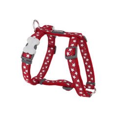 Red Dingo Stars Hot Kırmızı Beyaz Yıldızlı Köpek Göğüs Tasması 15 Mm