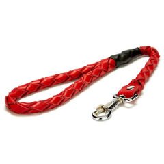 Doggie Örgülü Deri Köpek Gezdirme Tasması Medium Kırmızı 3x100 Cm