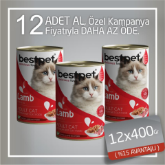 Bestpet Kuzulu Jöleli Yetişkin Kedi Konservesi 12x400 Gr