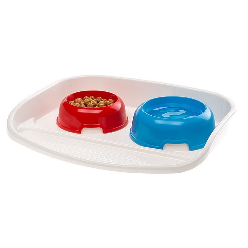 Ferplast Lindo Plastik Köpek Mama ve Su Kabı 2 Adet 44.5x34x7 Cm