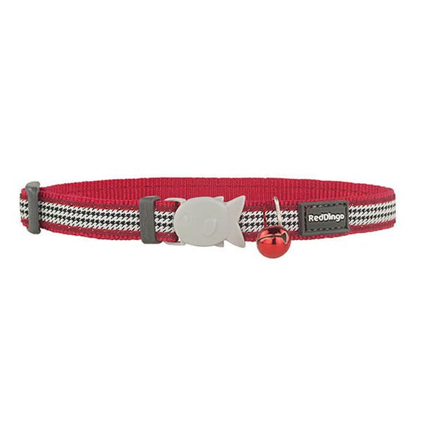 Red Dingo Fang It Desenli Kedi Boyun Tasması Kırmızı 12 Mm