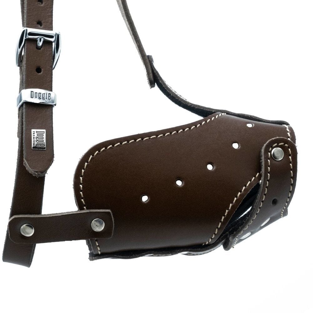 Doggie Uzun Burun Koruma Deri Köpek Ağızlığı Medium Kahverengi 1.5x50-55 Cm