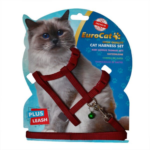 Eurocat Düz Kahverengi Takım Kedi Göğüs Tasması 27.5x37.5x120 Cm