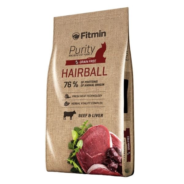 Fitmin Purity Hairball Tahılsız Sığır Etli Yetişkin Kedi Maması 10 Kg
