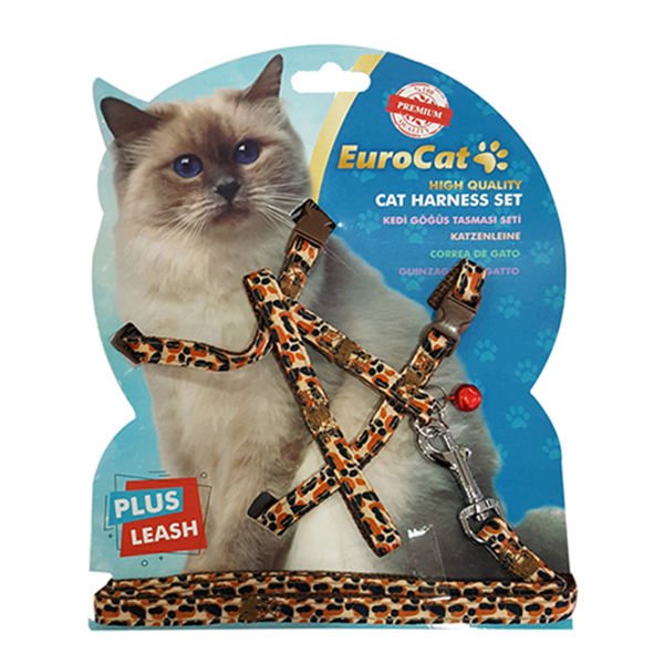 Eurocat Leopar Desenli Kedi Göğüs Tasması 27.5x37.5x120 Cm