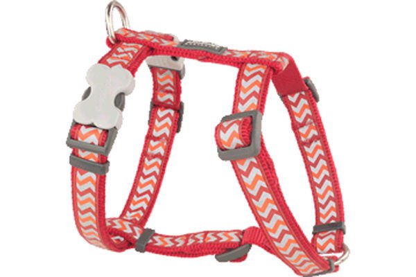Red Dingo Reflektörlü Ziggy Desenli Köpek Göğüs Tasması Kırmızı 25 Mm Xlarge
