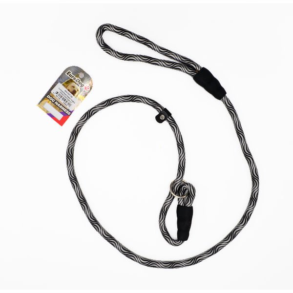 Euro Dog Köpek Boğma ve Gezdirme Tasması Gri/Siyah 14 Mm 120 Cm