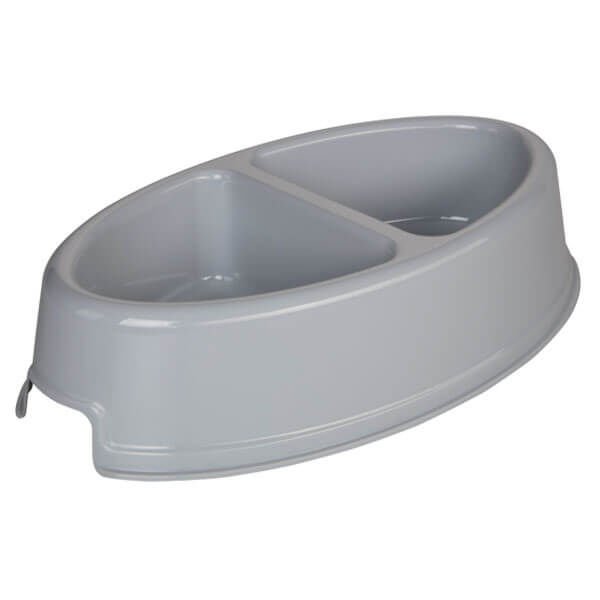 Joypet Plastik Elips Şeklinde Mama ve Su Kabı Gri 200 ml 23x13.5x5h cm