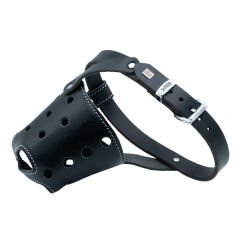 Doggie Kısa Burun Koruma Deri Köpek Ağızlığı Large Siyah 2x55-60 Cm