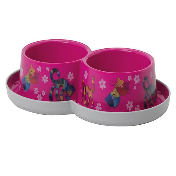 Moderna Trendy Plastik İkili Mama ve Su Kabı Friends Fuşya 2x350 ml