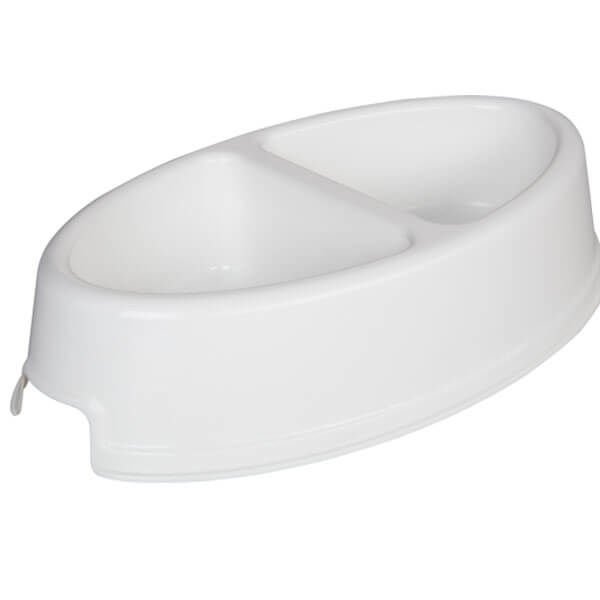 Joypet Plastik Elips Şeklinde Mama ve Su Kabı Beyaz 200 ml 23x13.5x5h cm