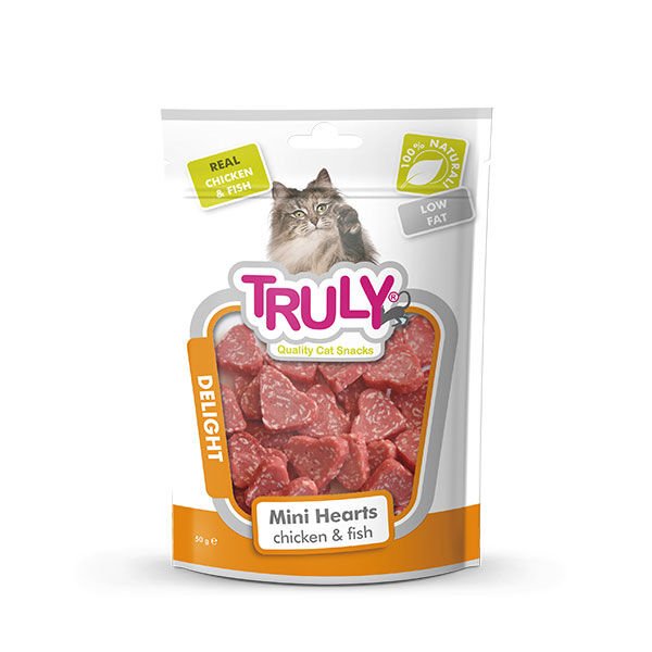 Truly Kalp Şekilli Tavuklu ve Balıklı Yumuşak Kedi Ödül Maması 50 Gr