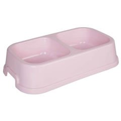 Joypet Plastik Kare Şeklinde Mama ve Su Kabı Pembe 600 ml 30x18x5.5h cm