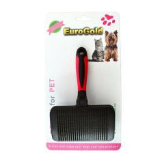 Euro Gold Kendini Temizleyen Kedi ve Köpek Tarama Fırçası Large Kırmızı 10x16 Cm