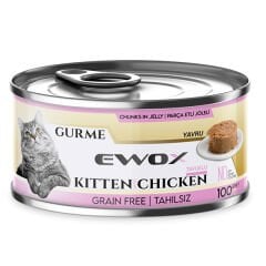 Ewox Gurme Tavuklu Parça Etli Tahılsız Yavru Kedi Konservesi 100 Gr