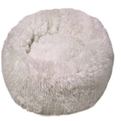Dubex Ponchik Peluş Yuvarlak Köpek Yatağı Beyaz Xlarge 98x11 Cm