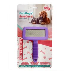 Euro Gold Plastik Saplı Kedi ve Köpek Tarama Fırçası Medium Mor